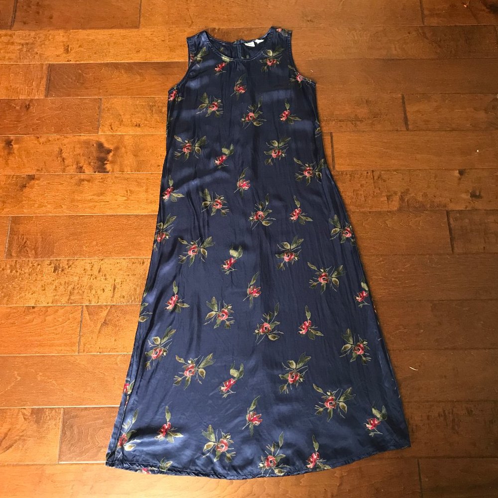 Gap vintage floral satin 90s dress • medium